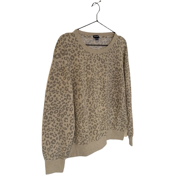 SPLENDID Oatmeal Leopard Animal Print Women’s Sweatshirt - SZ Large - Picture 5 of 10